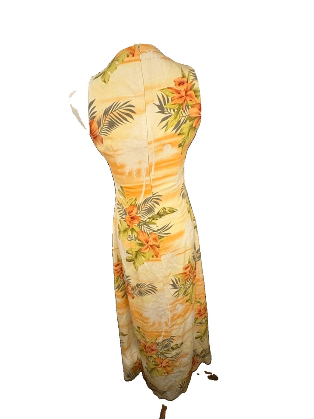 Vintage Tommy Bahama 100% Silk Yellow Tropical Floral V-Neck Maxi Dress - Picture 3 of 6